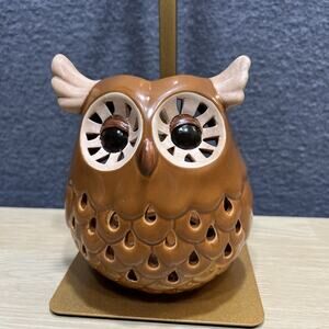Ceramic Owl Brown Candle Tealight Holders Decorative